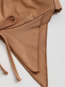 EgrlEra Bộ đồ ngủ hai dây đơn giản màu trơn mặc hàng ngày và váy Y2K cho nữ - Lạc đà - Xem 4