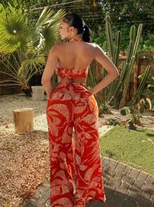 SHEIN SXY Orange Two Pieces Sets Summer Sets Boho Women Clothing Beach Vacation Women Clothes Linen - Orange - View 5