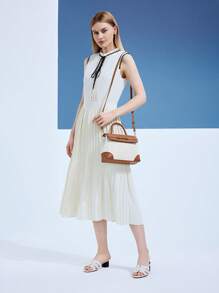 MOTF PREMIUM LADIES FASHION METAL BAMBOO ACCENT TWO TONE FLAP TOP HANDLE BAG, BAG FOR WOMEN ELEGANT, LUXURY - Brown - View 7