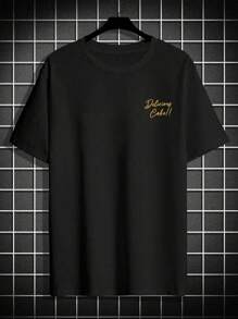 Manfinity Homme Men's Plus Size Summer Casual Short Sleeve T-Shirt With Slogan And Character Print, Crew Neck Men's Graphic Teesvintage T Shirtmen Graphic Tees>Graphicmens Graphic Tees
