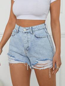 Dubbellaagse denim Destory-short