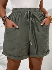 SHEIN Tall CURVE Women's Plus Size Fashionable Casual Loose Shorts With Pocket Design