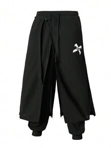 Manfinity EMRG Pantalones casuales para hombre con diseño de corte asimétrico a la moda - Negro - Ver 5