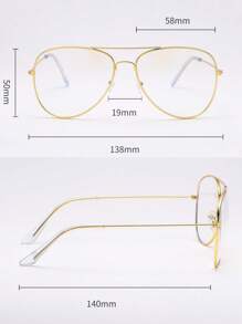 一副男士经典飞行员轻便日本产金色透明镜片金属双梁复古眼镜，四季皆宜 - 金色 - 查看 5