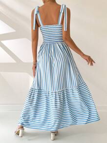 Chiquease Women's Fashionable Summer Striped Spaghetti Strap Vacation Dress