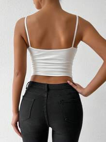 VaVaBold Women's Solid Color Simple Crossed Strap Tank Top For Daily Wear - White - View 2