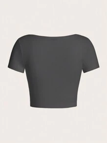 SHEIN EZwear 2pcs Simple Round Neck Short Sleeve Slim Fit Women's T-Shirt, Summer Suitable For Going Out - Multicolor - View 8