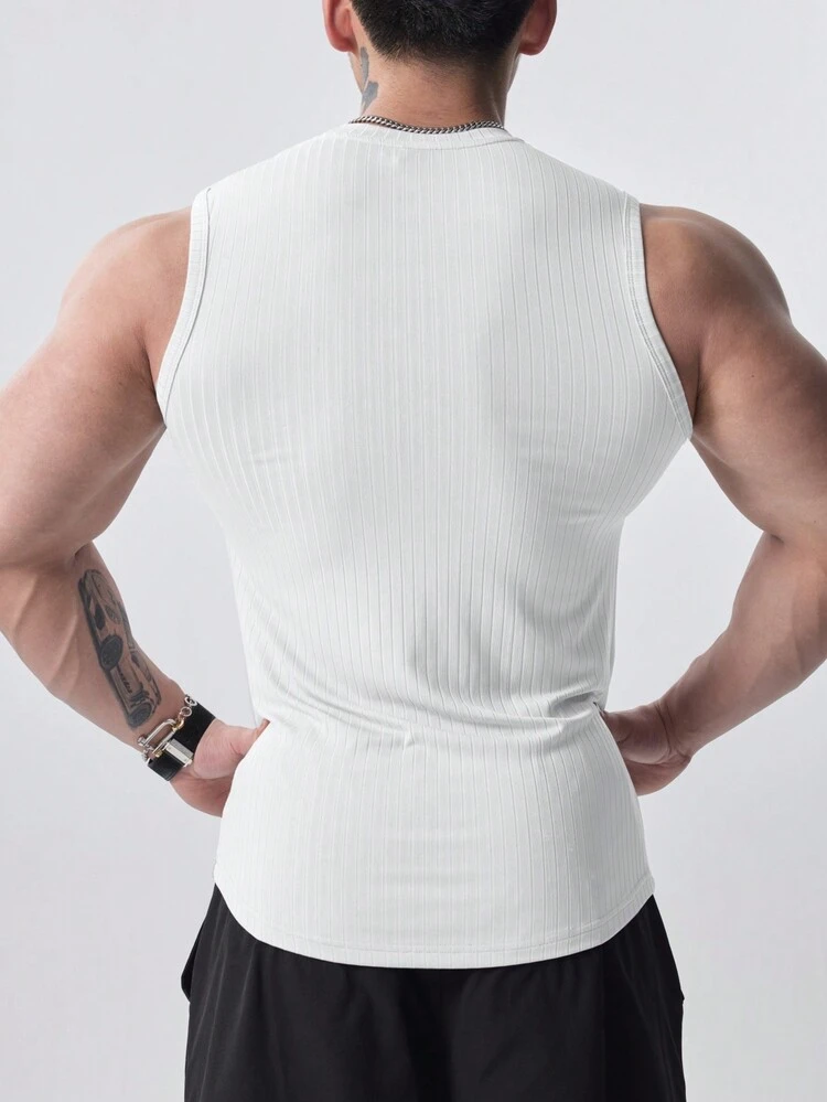 Boyfriend Style Men's Casual Slim Fit Solid Color Sport Tank Top, Summer