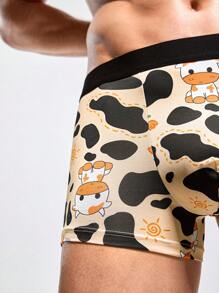 Fashionable Men's Cow Print Boxer Shorts - Multicolor - View 7