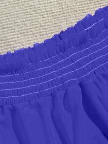 女士夏季沙灘花卉印花露背頸綁式性感比基尼套裝，配披裙 - 寶藍色 - 查看 4