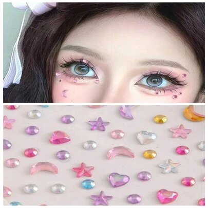 ROMWE Fairycore 女性閃爍亮片和面部珠寶裝飾