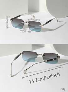 1 件装无框心形图案金属太阳镜，厚镜框，可调节鼻托，适合夏季男士（含眼镜盒和眼镜绳）太阳镜 太阳镜 沙滩配件 太阳镜 太阳镜 遮阳镜 适合夏季海滩度假、户外、旅行 - 漸層上灰/藍鏡片 - 查看 5