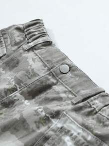 SHEIN Saia Jeans Casual Camuflagem para Adolescentes - Multicolorido - Ver 3