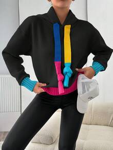 SHEIN Cottnline Women's Color Block Hoodie