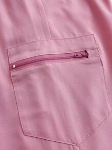 TaskEZ Conjunto de uniforme de enfermería con blusa y pantalón de unicolor de manga corta - Rosa - View 7
