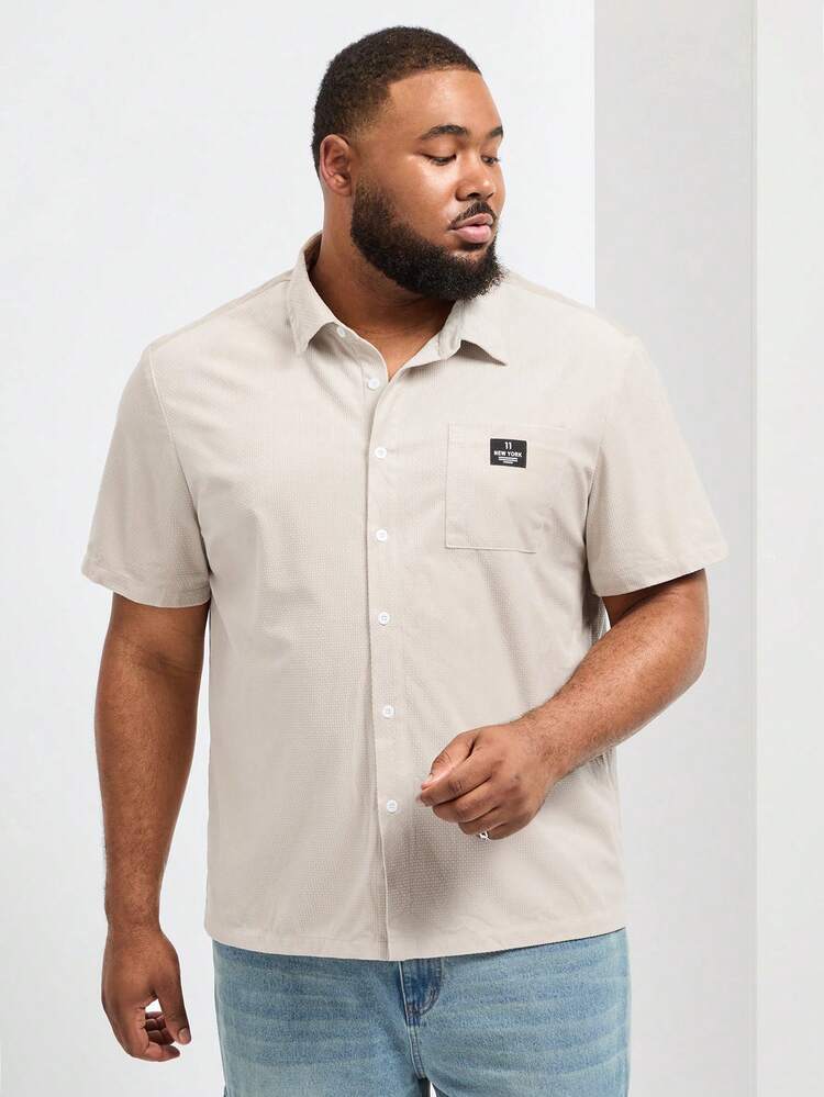 Men's Plus Size Simple Solid Color Short Sleeve Casual Shirt