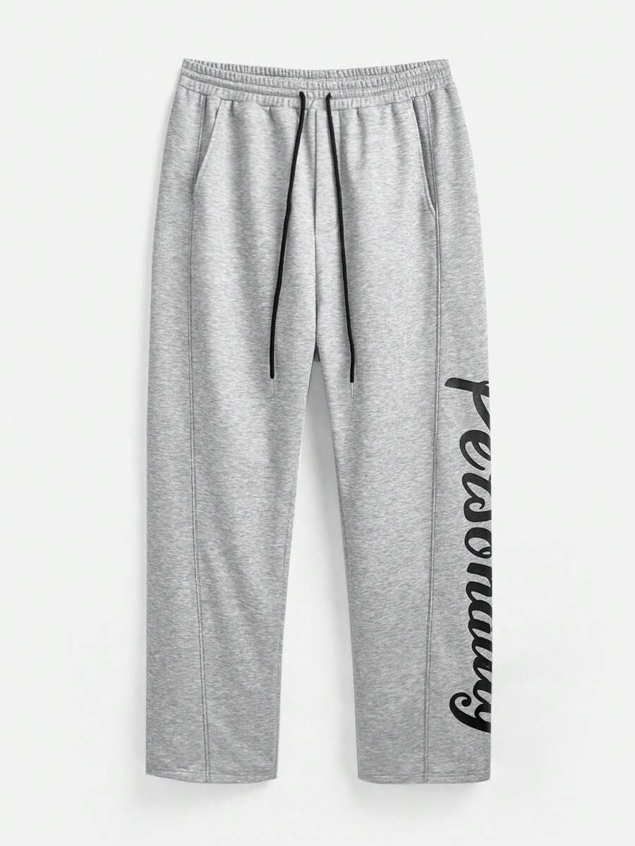 Manfinity NXTstreet Men Simple Printed Casual Sweatpants - Grey - View 1