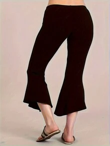 Plus Women's Solid Color Wide Leg Pants