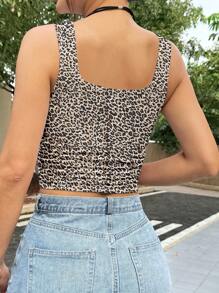 SHEIN EZwear Plus Size Women Casual Simple Leopard Print Tank Top Suitable For Summer - Multicolor - View 2