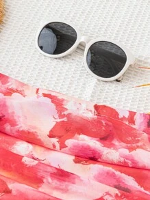 Soleia Women's Holiday Red Tie Dye Abstract Printed Knit Mesh Ruched Slim Fit Mini Skirt - Multicolor - View 4