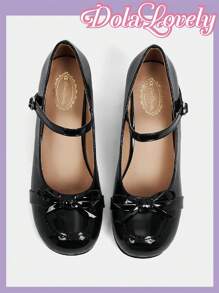 Dola Lovely Women Fashionable Bowknot Decorated Black High Heel Shoes Sorceress Spring Shoes Spring Break Easter