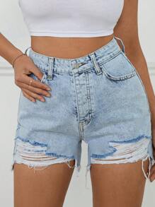 Dubbellaagse denim Destory-short