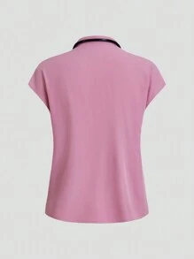 TaskEZ Conjunto de uniforme de enfermería con blusa y pantalón de unicolor de manga corta - Rosa - View 10