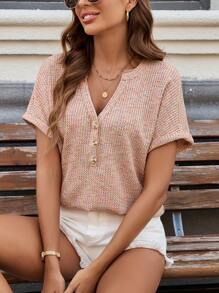 SHEIN LUNE 五彩格紋女式休閒T恤，讓你更顯膚色