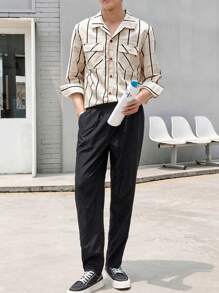 Claim Dot Herren Langarmhemd Mit Streifenmuster Für Den Alltag - Aprikosenfarben - Übersicht 3