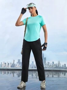 In My Nature 女士纯色简约日常短袖户外T恤衫 - 綠色 - 查看 8