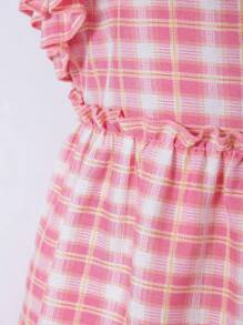 SHEIN Vestido de tirantes a cuadros con múltiples capas de volantes en el dobladillo para adolescente en vacaciones de verano - Multicolor - Ver 7
