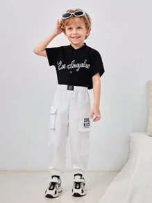 SHEIN 1pc Young Boy Casual, Comfortable, Stylish, Simple, Practical, Soft And Comfortable, Korean Style, Casual Fit, Street Style, Workwear, 3D Pocket, Breathable And Comfortable, Workwear Pants Suitable For Spring And Summer - White - View 7