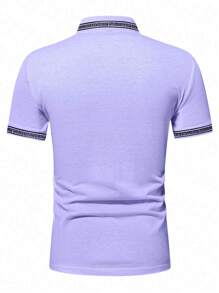 Manfinity Homme Men's Simple Daily Short-Sleeved Polo Shirt - Mauve Purple - View 2