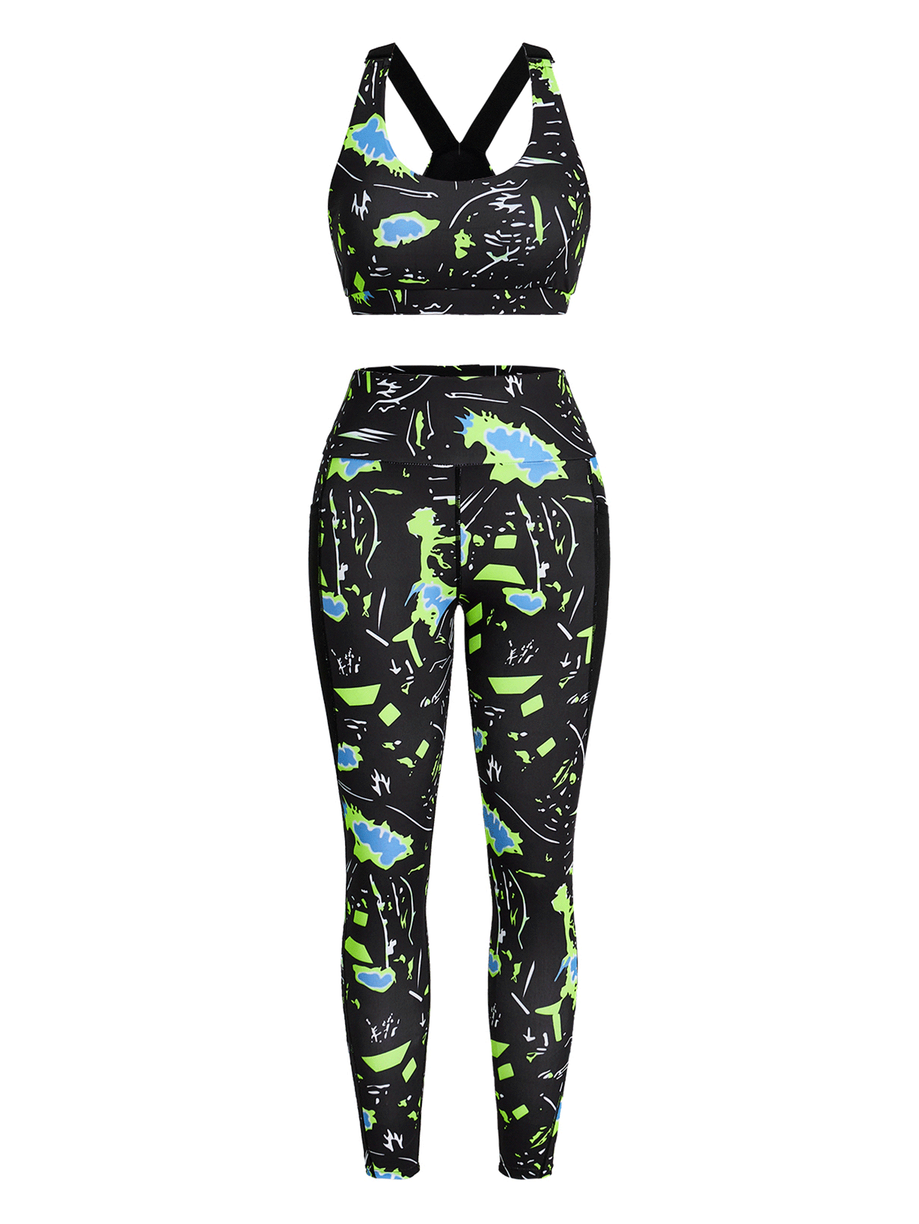 Easithlete Bộ đồ thể thao, quần dài và áo liền quần in họa tiết thời trang dành cho nữ, bộ đồ tập luyện cho nữ - Nhiều màu - Xem 6