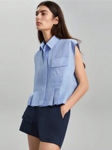 Ontre Damski Składanie Pokrywa I Pofałdowany Koszula