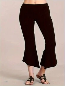 Plus Women's Solid Color Wide Leg Pants