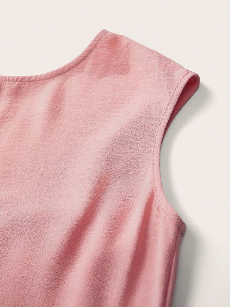 Solid Color Sleeveless Ruffle Trimmed Women's Casual Daily Summer Top Blouse