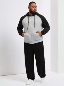 Manfinity Homme Men's Plus Size Fashion Colorblock Long Sleeve Sweatshirt Sweatshirt