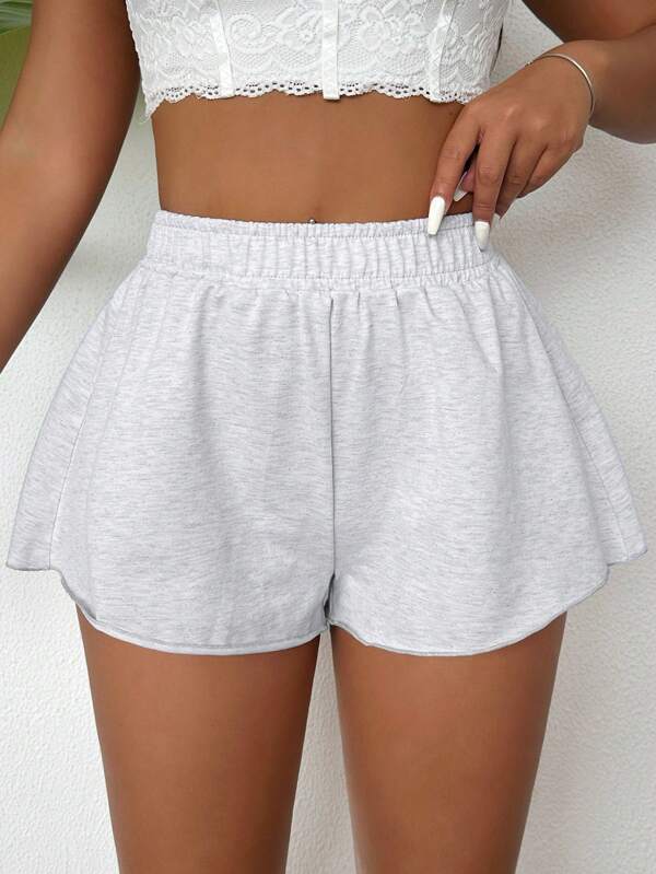 Zolique A Mile In My Shoes Fleece Shorts - Heather Grey Summer Women Shorts,Daily Leisure, Sports, Running, Yoga And So On
