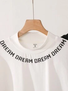 SHEIN Tween Boys Extended Size Casual Letter & Printed Pattern Stand Collar Pullover Short Sleeve Knit T-Shirt (Multi-Pack, One In Each Color) - Multicolor - View 3