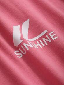 DAZY 女士夏季圆领条纹插肩袖短袖休闲T恤宽松T恤 - 粉色 - 查看 8