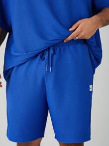 Manfinity VCAY 2入組男裝加大碼休閒針織短袖T恤休閒套裝 - 藍色 - 查看 5