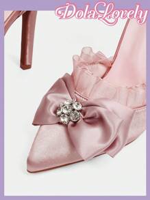 Dola Lovely Women's High Heel Stiletto Pointed Shoes In Pink, Butterfly Flower Faux Pearl Ankle Strap With Rhinestone Buckle, Suitable For Romantic Gift, Party Or Gathering Spring Shoes Spring Break Easter For Christmas Fairycore Fall Shoes - Dusty Pink - View 5