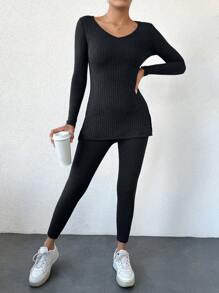 RueChic Women Two-Piece Outfits - Black - View 3