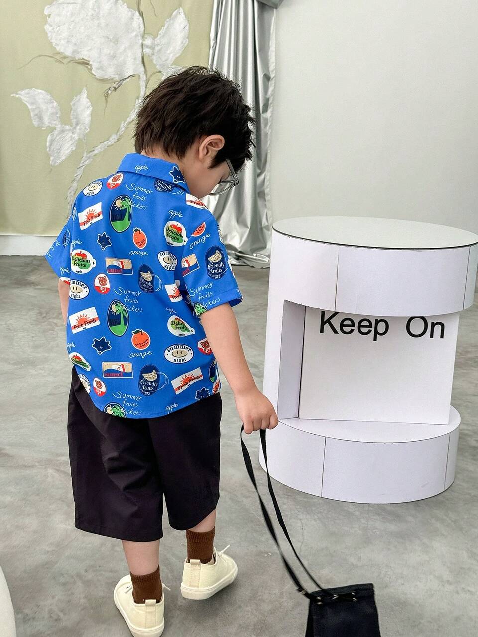 Young Boy Random Printed Simple Daily Short Sleeve Shirt