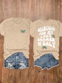 INAWLY Große Größen 1 Stück Kurzarm-Lässig-T-Shirt mit Buchstaben-Grafik für den Sommer, Schulanfang Kleidung