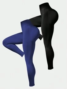 Easithlete 2pcs Seamless Yoga Compression Leggings With Ruched Butt And Tummy Control - Multicolor - View 2