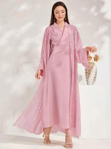 Al Najma Women's Simple Daily Abaya Dress (Arabic Style) - Dusty Pink - View 3