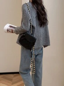 女士毛衣兩件套 - 灰色 - 查看 2