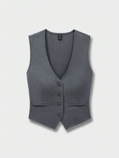 Sweetra Slim Fit Solid Color Summer Casual Waistcoat